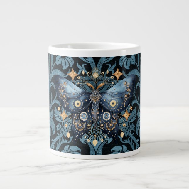 Taza De Café Gigante Moda acuática mística azul y noche de oro (Frente)