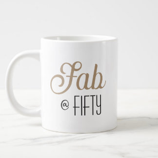 Taza De Café Gigante Moda Fab @ CINCUENTA Tipografía de oro 50 cumpleañ