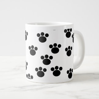 Taza De Café Gigante Modelo animal de la impresión de la pata. Blanco y
