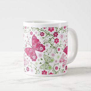 Taza De Café Gigante Modelo blanco floral