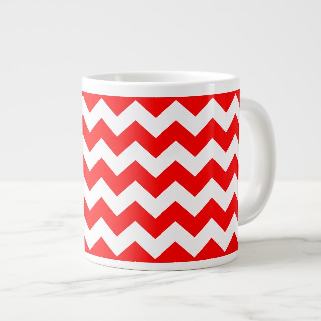 Taza De Café Gigante Modelo blanco rojo de la raya del zigzag de (Derecha)