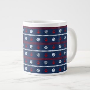 Taza De Café Gigante Modelo blanco y azul rojo del océano