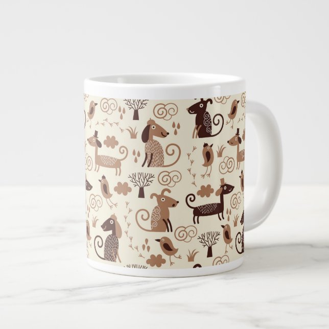 Taza De Café Gigante modelo con los perros lindos (Derecha)