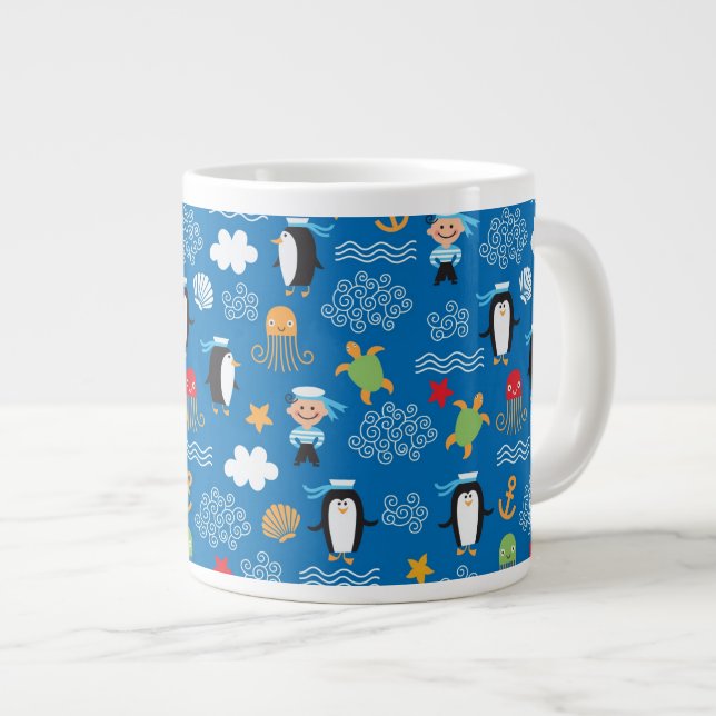Taza De Café Gigante modelo con tema del mar (Derecha)