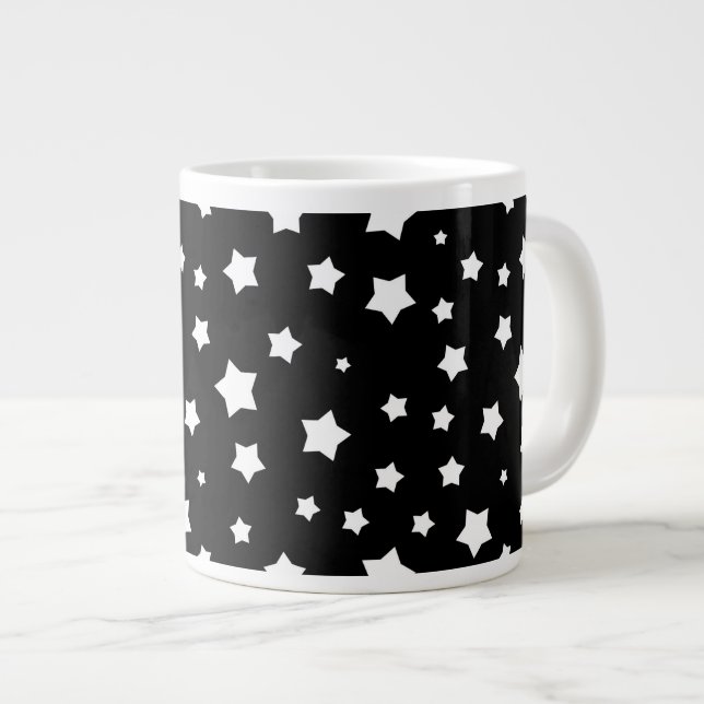 Taza De Café Gigante Modelo de estrellas blanco y negro (Derecha)