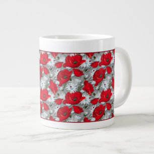 Taza De Café Gigante Modelo de flores rojo magnífico del verano de las