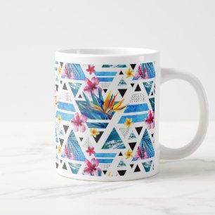 Taza De Café Gigante Modelo de flores tropical geométrico