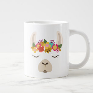 Taza De Café Gigante Modelo de la alpaca y de flores