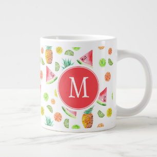 Taza De Café Gigante Modelo de la fruta escarchada de la acuarela