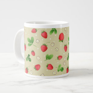 Taza De Café Gigante Modelo de las fresas de la acuarela