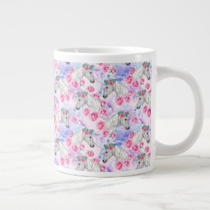 Taza De Café Gigante Modelo de los unicornios y de los rosas