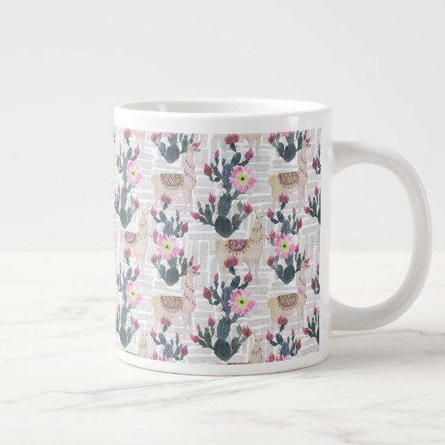 Taza De Café Gigante Modelo del cactus de la acuarela (Derecha)