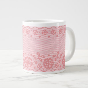 Taza De Café Gigante Modelo del cordón, vintage 3 de la flor