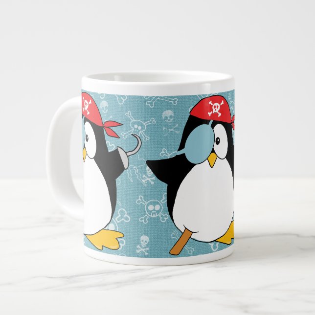 Taza De Café Gigante Modelo del gráfico del pingüino del pirata (Izquierda)
