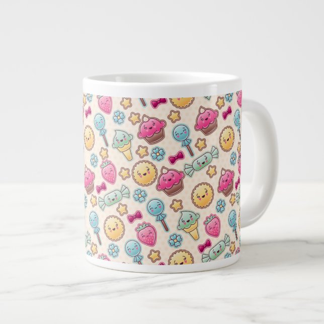 Taza De Café Gigante Modelo del niño de Kawaii con doodles lindos (Derecha)
