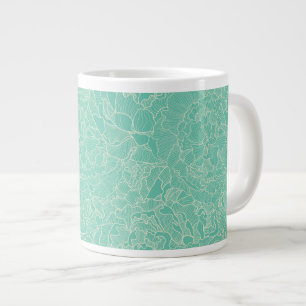 Taza De Café Gigante Modelo del Peony de la turquesa