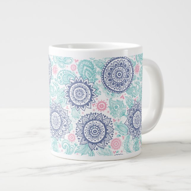 Taza De Café Gigante Modelo étnico de Paisley (Derecha)