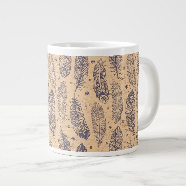 Taza De Café Gigante Modelo étnico del esquema de la pluma (Derecha)