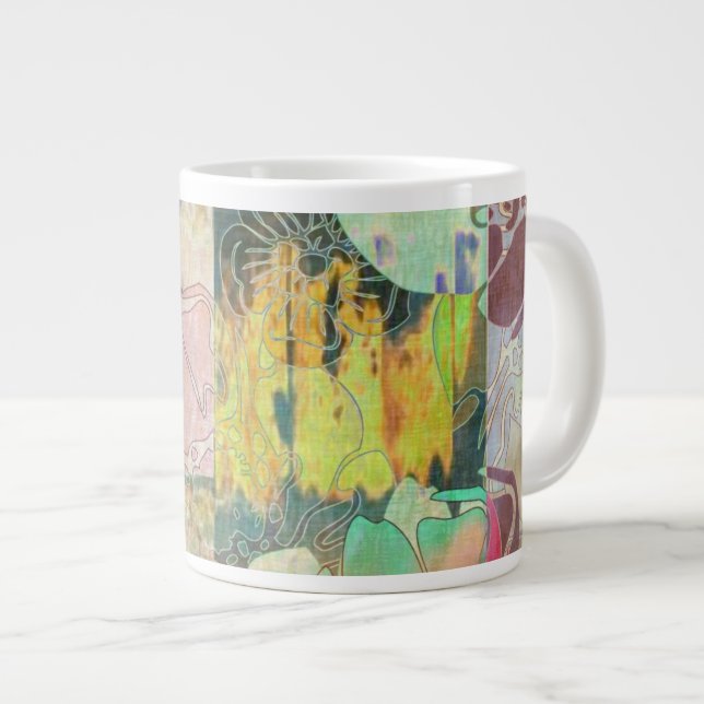 Taza De Café Gigante Modelo floral del grunge del arte (Derecha)
