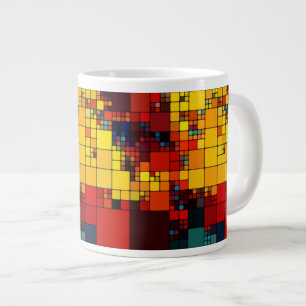 Taza De Café Gigante Modelo geométrico del arco iris vibrante abstract