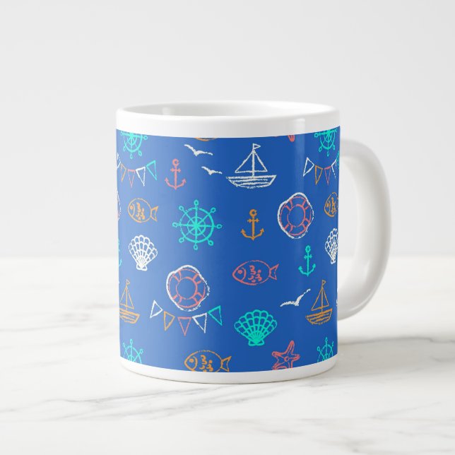 Taza De Café Gigante Modelo náutico 1 del dibujo de tiza (Derecha)