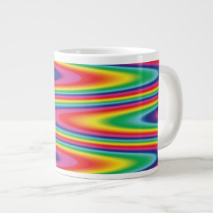 Taza De Café Gigante Modelo psicodélico del arco iris del zigzag