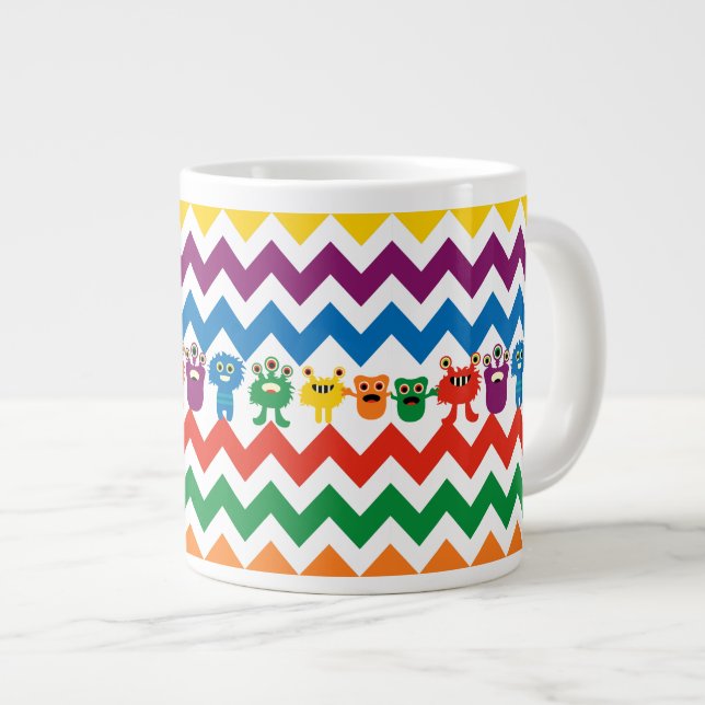 Taza De Café Gigante Modelo rayado lindo de Chevron de los monstruos (Derecha)