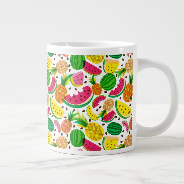Taza De Café Gigante Modelo rojo y amarillo de la fruta tropical (Derecha)