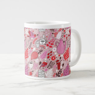 Taza De Café Gigante Modelo sabroso con los pájaros y las flores