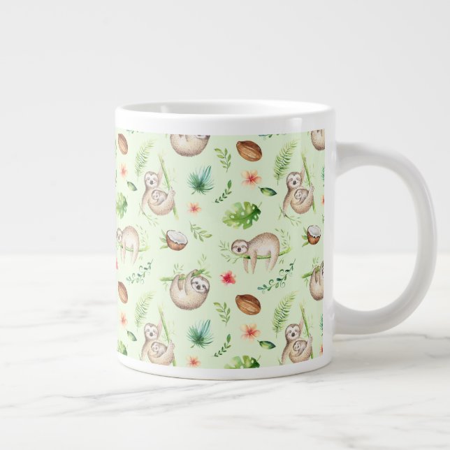 Taza De Café Gigante Modelo tropical de la pereza del coco (Derecha)