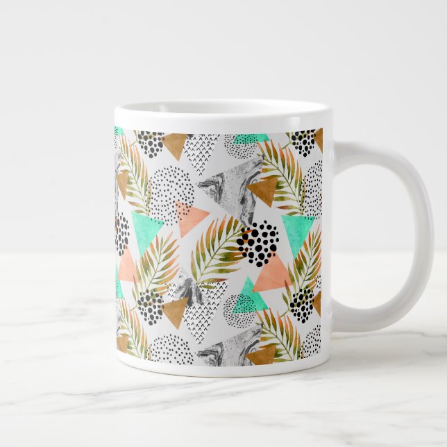 Taza De Café Gigante Modelo tropical geométrico abstracto de la hoja (Derecha)