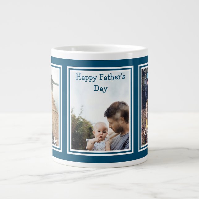 Taza De Café Gigante Modern 3 foto Ama papi Feliz Día del Padre G (Frente)
