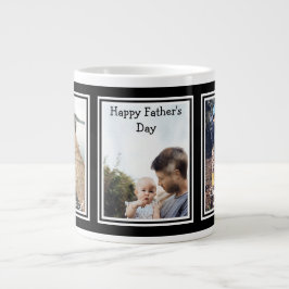 Taza De Café Gigante Modern Black 3 Photo Happy Father's Day