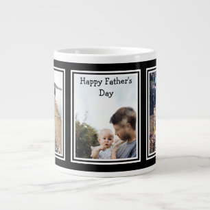 Taza De Café Gigante Modern Black 3 Photo Happy Father's Day