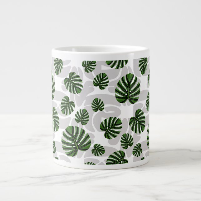 Taza De Café Gigante Modern Boho Botanical Leaves Pattern (Frente)