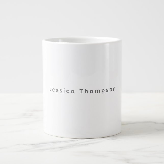 Taza De Café Gigante Modern Elegant Plain Simple Professional Name (Frente)