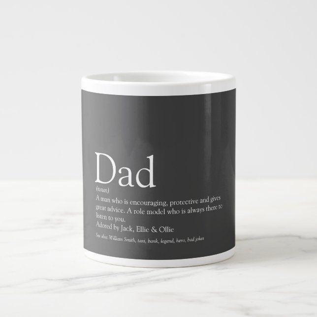 Taza De Café Gigante Modern Fun Cool Dad Daddy Father Definition (Frente)