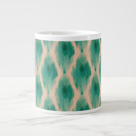 Taza De Café Gigante Modern Ikat Pattern Mug | Teal & Clay Boho Design