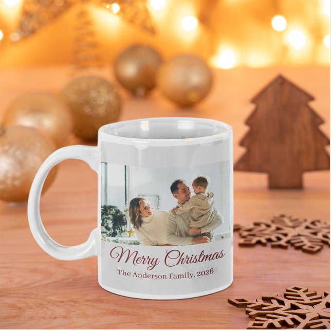 Taza De Café Gigante Modern Three-Photo Holiday Family Collage (Subido por el creador)
