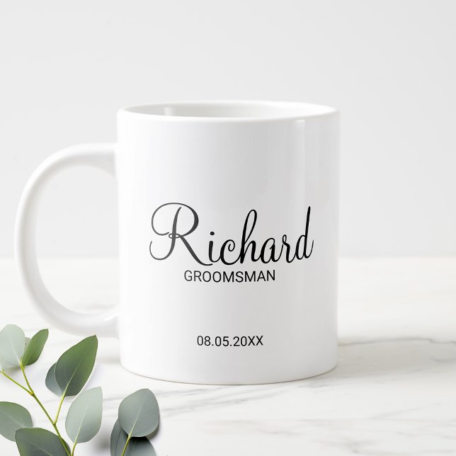 Taza De Café Gigante Moderna escritura personalizada Groomsman Coffee M (Subido por el creador)