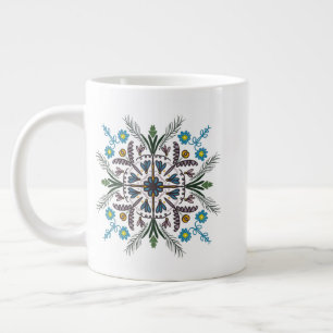 Taza De Café Gigante Moderna vegetación floral Mandala Arte bohemio