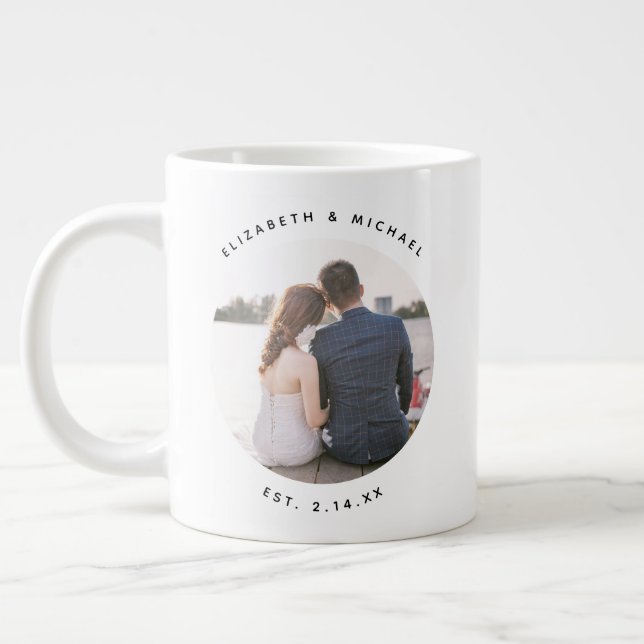 Taza De Café Gigante Moderna y elegante foto de Boda de novia y Groom (Izquierda)