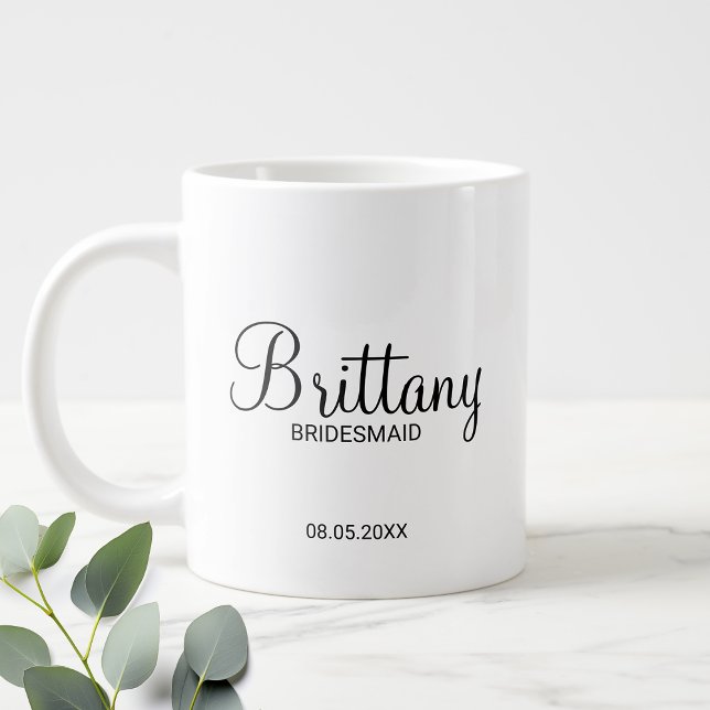Taza De Café Gigante Modernas Bridesmaids personalizadas en blanco y ne (Subido por el creador)