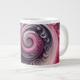 Taza De Café Gigante Moderno abstracto simple con remolinos rosa y púrp