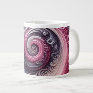 Taza De Café Gigante Moderno abstracto simple con remolinos rosa y púrp