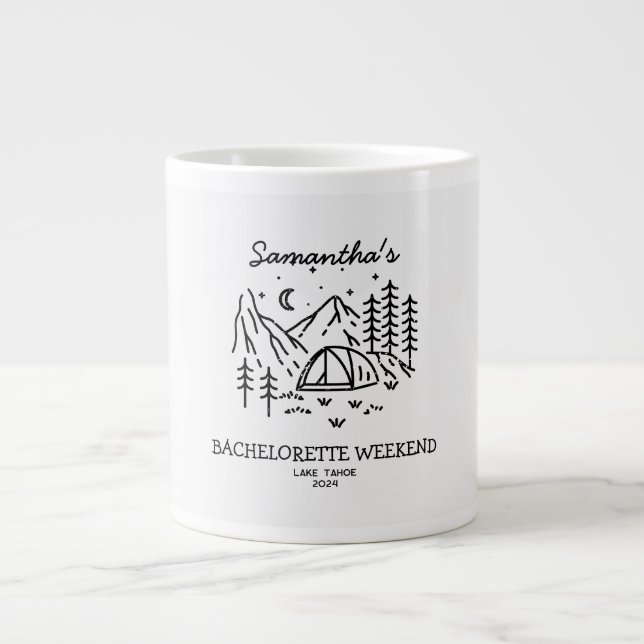 Taza De Café Gigante Moderno Camping Simple Bachelorette Party Naturale (Frente)