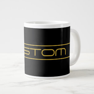Taza De Café Gigante Moderno estilo Editable Gold Text & Line Stripes