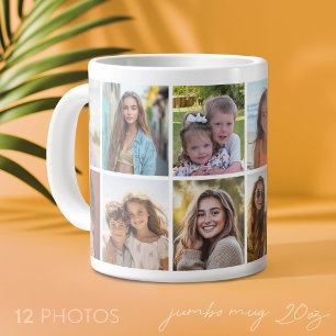 Taza De Café Gigante Moderno, Mínimo Collage de 12 fotos con fondo blan