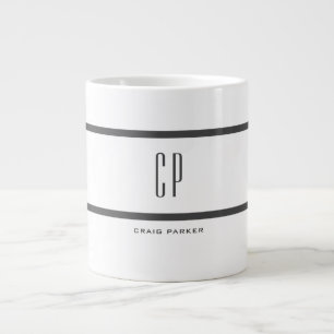 Taza De Café Gigante Moderno Monograma Profesional Simple Mínimo