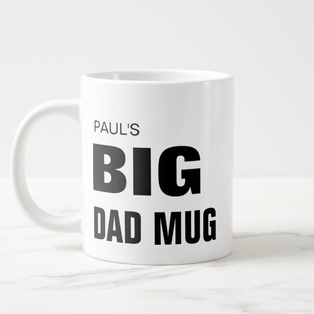 Taza De Café Gigante Moderno nombre personalizado del Día del Padre Mug (Izquierda)